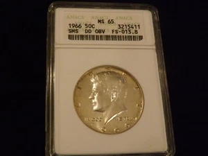 1966 50 C DDO Half Dollar ANACS MS 65 - Picture 1 of 2