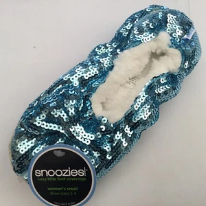 Ladies SNOOZIES Slipper Aqua Blue Bling - Small 3-4 - Picture 1 of 1