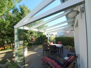 Terrassendach Alu weiss 8mm Glas Terrassenüberdachung 4 x 4m - Bild 1 von 24