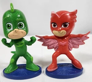 Pj Masks Lot (2) Figures Toys Figurine Cake Toppers Decorations Gekko Owlette - Picture 1 of 7