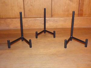 3pcs Ceramic art tile plate coaster stand display holder heavy duty black metal - Picture 1 of 4