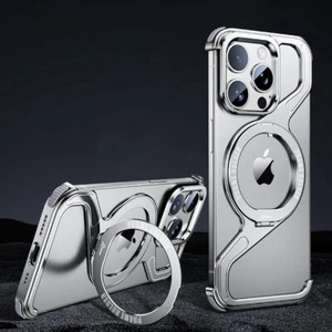 MagSafe Stand Aluminum Alloy Metal Frame Case For iPhone 15 Pro Max 14 Cover - Picture 1 of 16