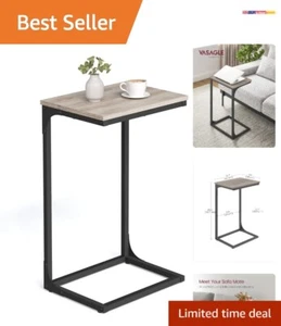 Versatile Industrial C-Shaped Side Table - Perfect for Living Room & Bedroom - Picture 1 of 11