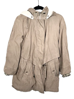 OUTBROOK Women's fleece lined coat polyester size LARGE (12-14) Hood BROWN - Image 1 of 4