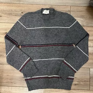 Vintage The Moors Lord Jeff Shetland Wool Striped Gray Sweater Men's XL USA Made - Picture 1 of 5