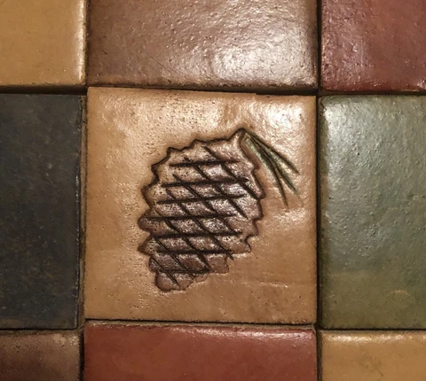 4x4 Cottage Craft Tile Arts and Crafts Beige Pinecone Pine Cone Accent Deco Tile Cover