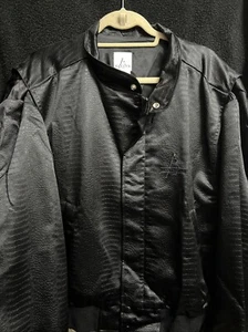 Bally’s Las Vegas Vintage Satin Black Like Snake Skin Large Jacket 1980’s (JK3) - Picture 1 of 9