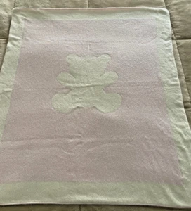 Maison 100% Kaschmir Bär Babydecke Rosa Creme 29x34" Made in Italy Wende - Bild 1 von 4