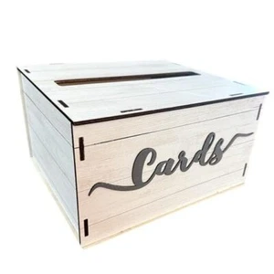 Wooden Wedding Card Box for Reception money Envelopes,Bridal & Rustic White - Picture 1 of 7