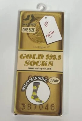 Gold Bar Socks Graphic Crazy Funny Wacky Silly Novelty Gag Gift Odd Fun Crew - Image 1 of 4