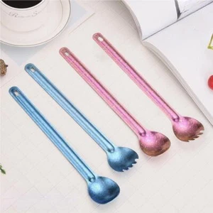 Titanium Spoon Spork Long Handle Ultralight Flatware Outdoor Camping Tableware - Picture 1 of 13