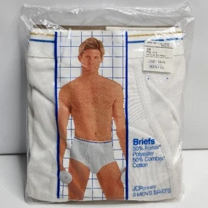 NOS Vintage JC Penney Towncraft Briefs 3 Pack Underwear Mens Sz 38 White Fortrel - Picture 1 of 8