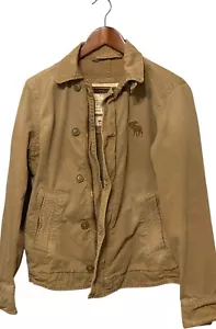 Abercrombie & Fitch Wakely Button Zip Tan Jacket Teen XL Vintage Y2K - Picture 1 of 6