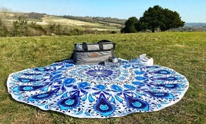 Bunt Mandala Rund Strand - Leicht Und Mehrzweck Yoga Picknick Tuch - Bild 1 von 11