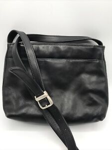 Vintage Wilson's Leather Black Adjustable Crossbody Shoulder Bag Outer Pockets