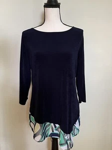 Chicos Shirt Damen 1 M schwarz langarm Lagenlook asymmetrisch transparenter Saum - Bild 1 von 8