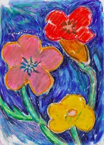 "sacred triad" (original oil pastel drawing on paper) - Picture 1 of 1