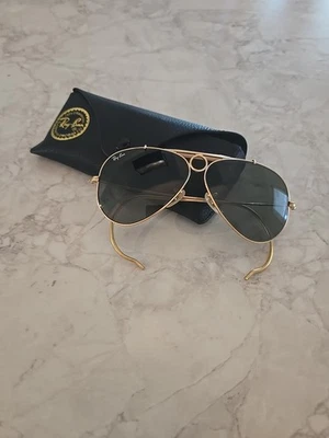RayBan Shooter RB 3139 001 55□09 GOLD frames Black Lenses Made In Italy W/Case - Imagem 1 de 4