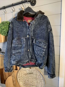 Vintage Levis Jacket Mens Acid Wash Denim Aviator Bomber Large 🔥western - Picture 1 of 18