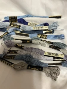 DMC Skeins Embroidery Lot If 12 Blues/Grays - Picture 1 of 3