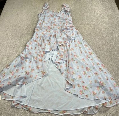 Vestido Abercrombie & Fitch Mujer XLP Azul Rosa Floral Volantes Forrado Casa de Campo Nuevo con Etiquetas Foto 1 de 4