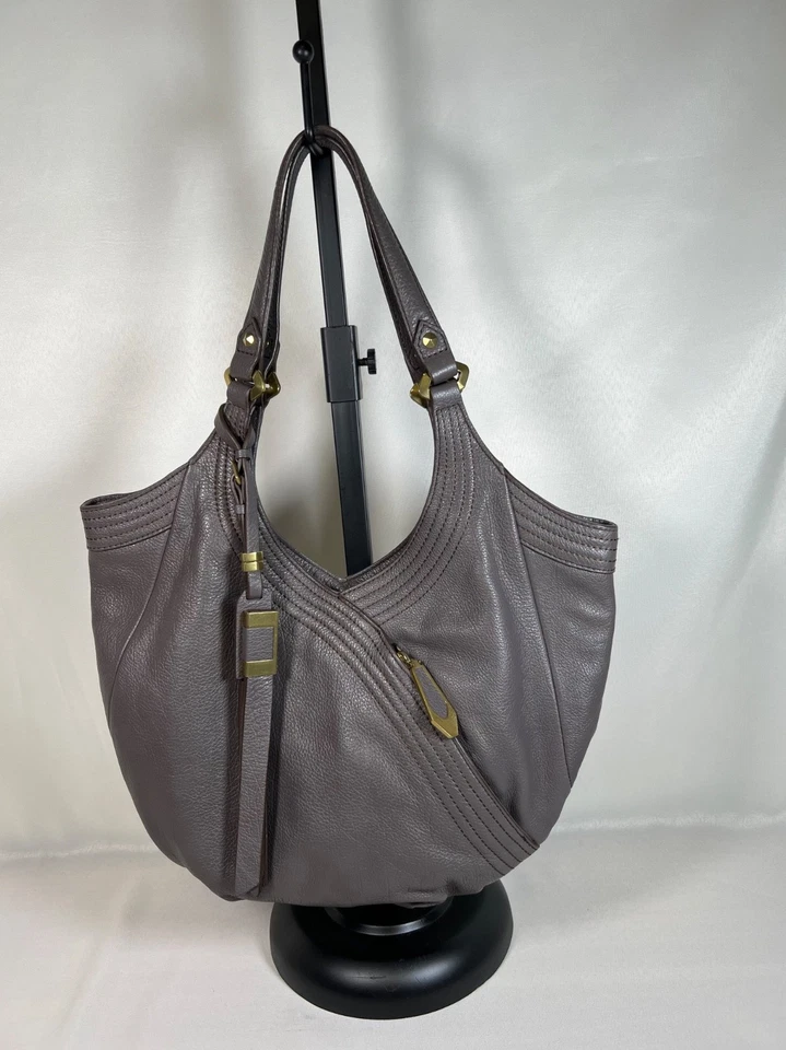 orYANY 100% Cuero Guijarro Mediano Bolso de Mano Cartera Gris Hobo Bolso de Hombro 7 Bolsillos Foto 1 de 4