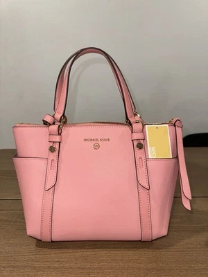 Bolso de Mano Michael Kors Cuero Sullivan Pequeño Convertible Superior con Cremallera Rosa Claro Nuevo con Etiquetas Foto 1 de 4