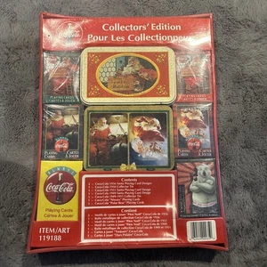 Vintage FRENCH Coca Cola Playing Cards 6 Decks 2 Tins Collectors Set SANTA/BEAR - Picture 1 of 5
