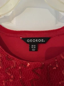 George Red Dress Size 14-16 Sequins And Bow On Top - Picture 1 of 2