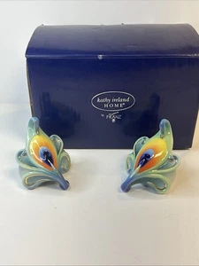 Franz-LUMINESCENCE Peacock Design Sculptured Porcelain Salt & Pepper Shakers - Picture 1 of 13