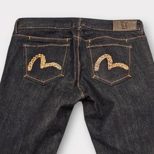 Pantalones de mezclilla para mujer Evisu ajustados azules talla 29 bolsillos bordados hechos en Corea - Imagen 1 de 14