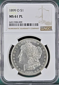 1899-O Morgan Silver Dollar NGC MS-61 PL Prooflike High Eye Appeal White Coin - Picture 1 of 10