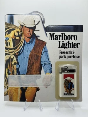 Marlboro Cigarettes White Disposable Lighter Standing Cowboy 1990 NOS Sealed - Image 1 of 3