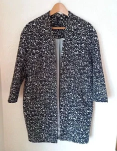 M&S Autograph UK 12 Smart Open Front Duster Coat JacketBlack Mix - Picture 1 of 6