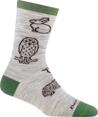 DARN TOUGH 1678 ASH Women's Woodland Creatures Crew Lightweight Lifestyle Sock - Image 1 of 2