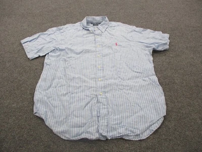Ralph Lauren Shirt Mens XL Blue Striped Linen Classic Pony Golf Preppy Beach - Image 1 of 4