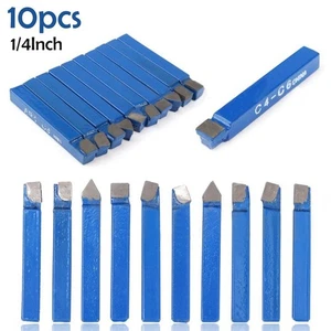 10Pcs/Set Carbide-Tipped Lathe Metal Cutter Cutting Tools Bits Turning Boring - Picture 1 of 12