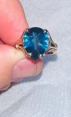 Anillo de plata de ley 925 R tono oro talla 7,25 topacio azul Foto 1 de 4