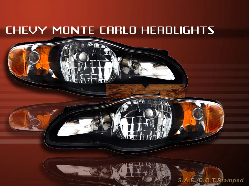 00-05 FAROS CHEVY MONTE CARLO CUPÉ 2 PUERTAS JDM NEGRO 01 02 03 Foto 1 de 1