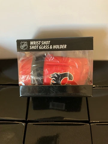 NEW NHL WRIST SHOT SHOT GLASS GLOVE HOLDER CALGARY FLAMES GAME ON GLOVE COMPANY Cover