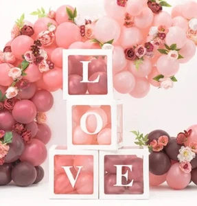 Balloon boxes LOVE, 30x30 cm, white - Picture 1 of 2
