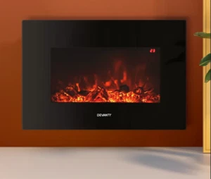 Devanti Electric Fireplace Fire Heater Wall Mounted 3D Flame Indoor 2000W Effect - Picture 1 of 7