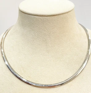 Collar Omega Reversible Oro Amarillo/Blanco Sólido 14K 17" 4.41 mm Hecho en Italia - Imagen 1 de 9