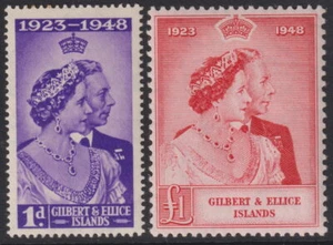 Gilbert & Ellice - 1948 Silver Wedding Set SG 57/8 MLH Cv £ 16 [E6446] - Bild 1 von 2