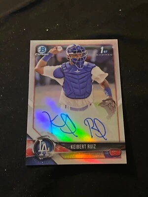 Keibert Ruiz 2018 bowman chrome refractor auto autograph #159/499 - Image 1 of 2