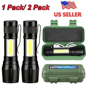 1-4 Pack LED Flashlight Tactical Light Super Bright Torch USB Rechargeable COB
