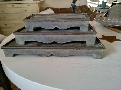 Display Serving Tiers/trays-Rustic cottage Style, Set Of 3, NWOT, stackable - Image 1 of 4