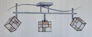 Modern Tiffany Style Mission Glass 3 Light Adjustable Track Light Satin Nickel - Picture 1 of 10