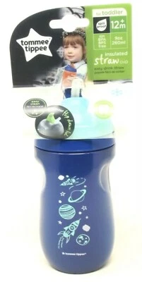 Tommee Tippee taza aislante para sorber pajita, 9 OZ, niño pequeño 12+ meses, azul, sin BPA Foto 1 de 4