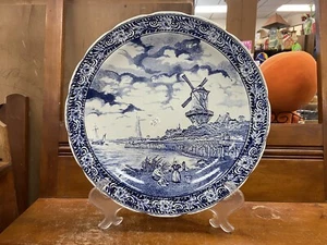 "Cargador de pared vintage grande Delfts de Boch Bélgica placa 15,5""" - Imagen 1 de 8